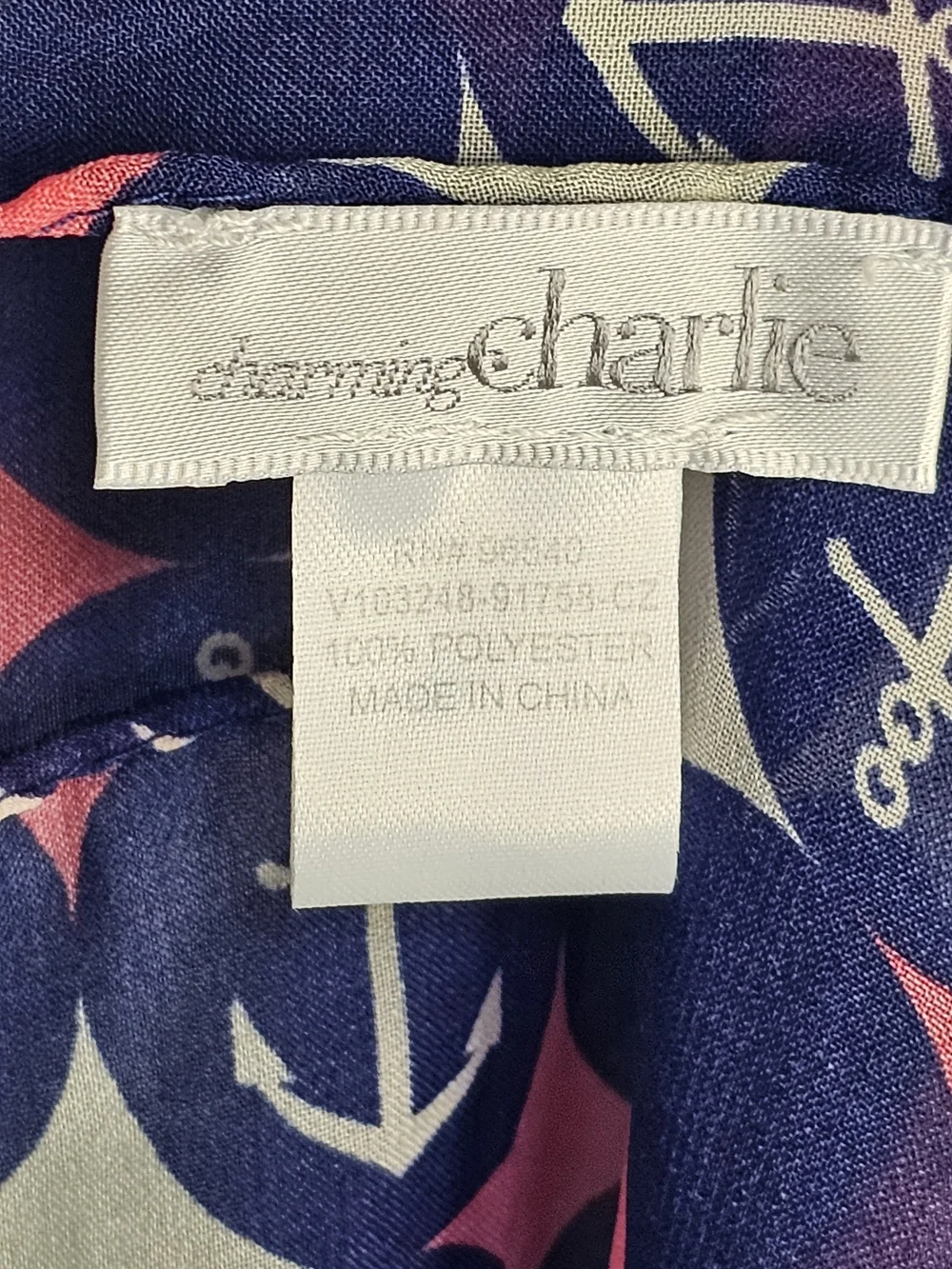 Charming Charlie Nautical Anchor Print Infinity Scarf Navy Pink White Loop Scarf